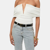 Ruched Off Shoulder Bodysuit