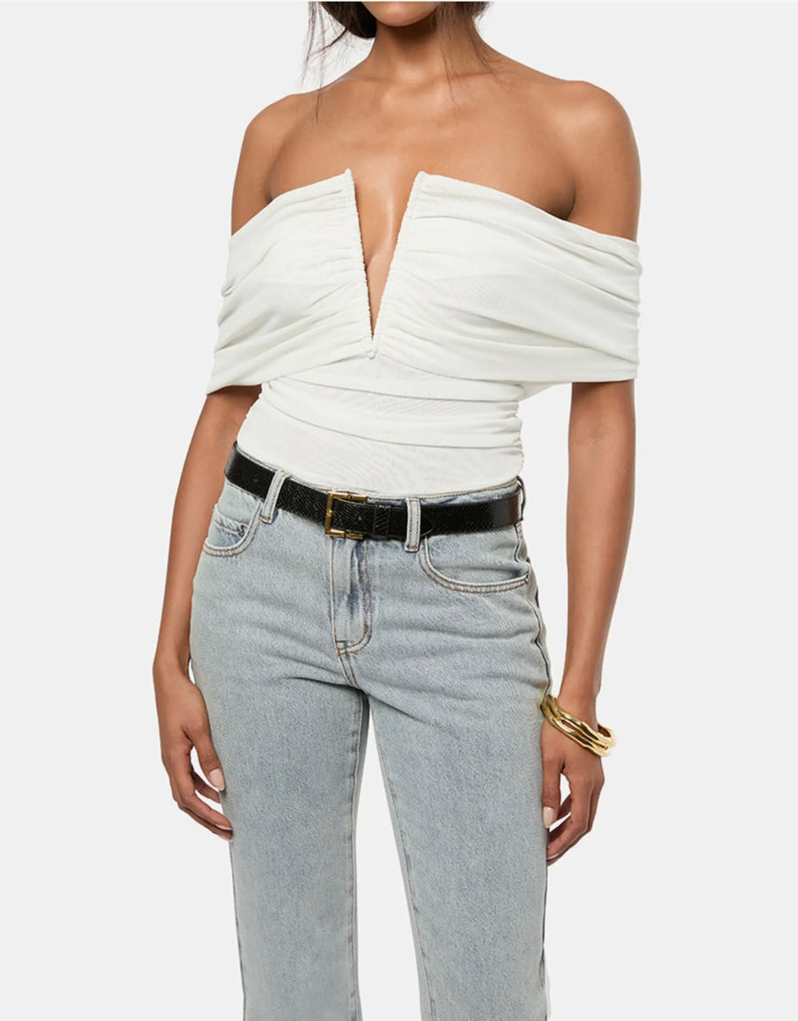 Ruched Off Shoulder Bodysuit