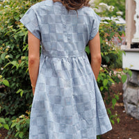 Washed Checkerboard Babydoll Dress