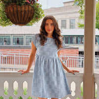 Washed Checkerboard Babydoll Dress