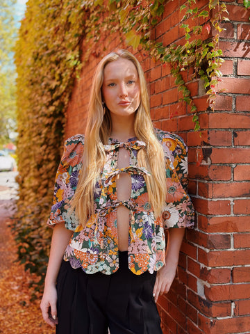 Falling Florals Tie Blouse