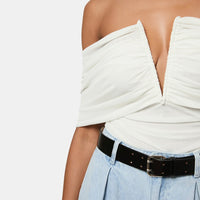 Ruched Off Shoulder Bodysuit