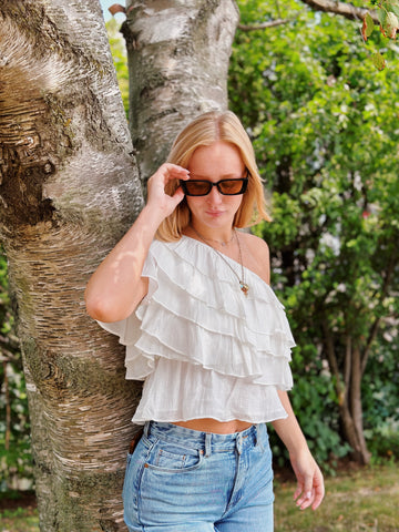 Tiered Ruffle One Shoulder Top