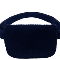 Quilted Velvet Belt Bag: Navy