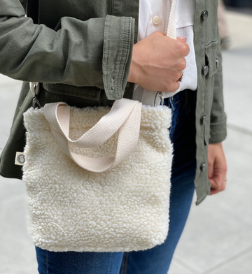 Midi Town Sherpa Crossbody Bag: Ivory